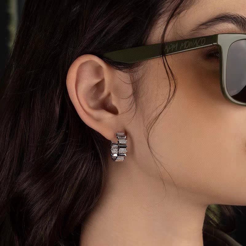 APM Monaco Geometric Diamond Hoop Earrings